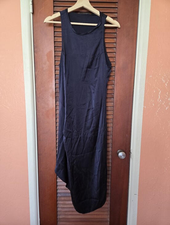 Lia KES Dresses & Skirts - KES Navy Silk Bias Cut Midi Asymetrical Sleeveless Dress, Estimated Size S